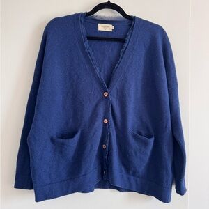 Eleven Paris Blue Vintage Cardigan - 70% Wool, 30% Cashmere, Bronze Buttons